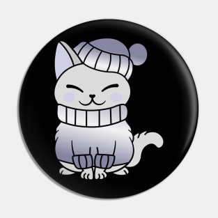 Cute Cozy Colorful Snow Winter Cat Kitty Pin