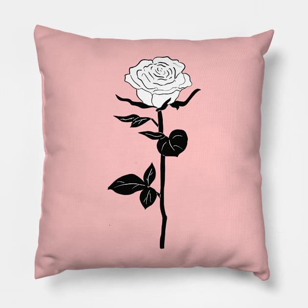 Black and White Rose Flower Pillow by bloomingviolets