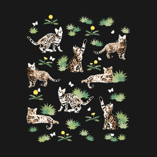 Bengal Cat Kittens In The Garden T-Shirt