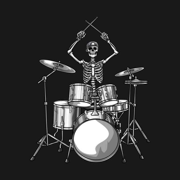 Drummer Skeleton Drumming by KAWAIITEE