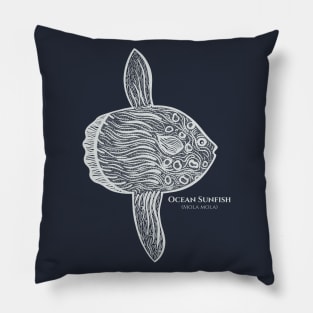 Ocean Sunfish or Mola with Common and Latin Names Pillow