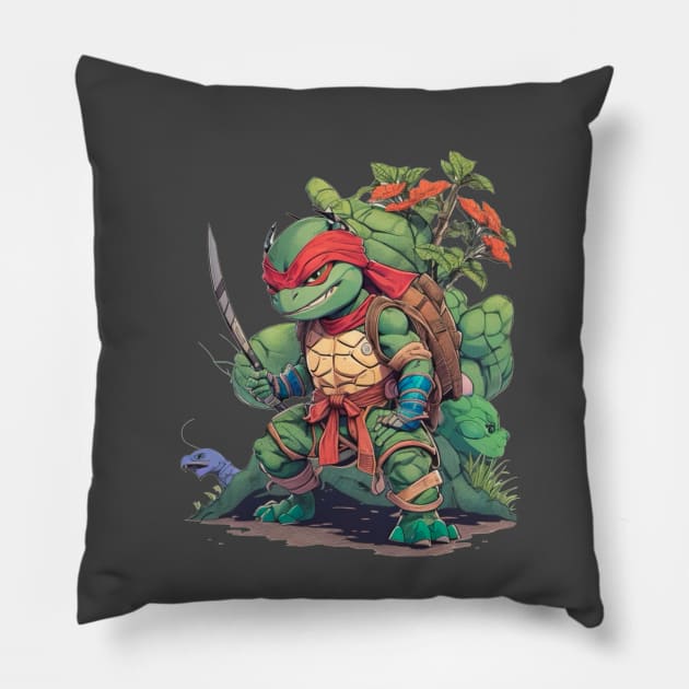 Ninja Turtles: Green Nature Pillow by arcanumstudio