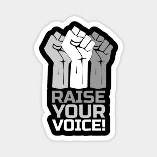 Raise Your Voice with Fist 3 in White Magnet