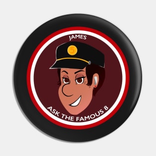 James Button (maroon) - with text Pin