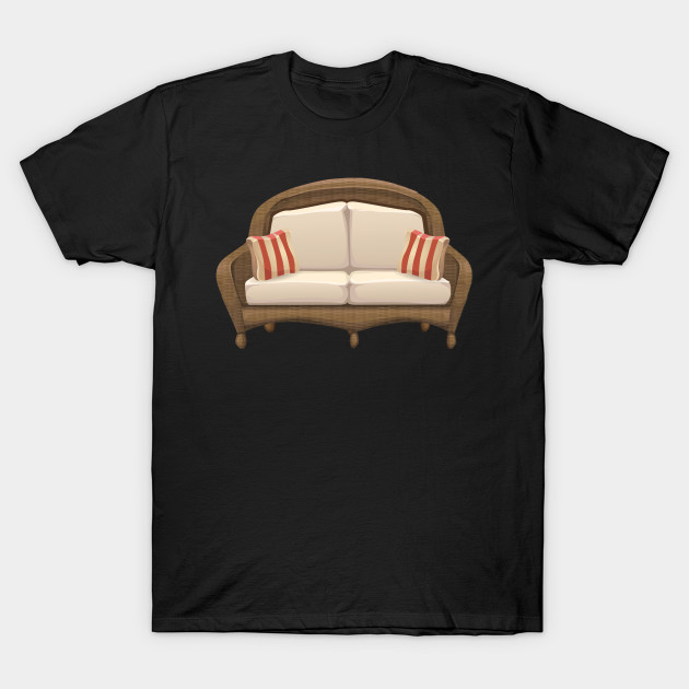 Glitch Furniture Sofa Wicker Loveseat With Striped Cushion