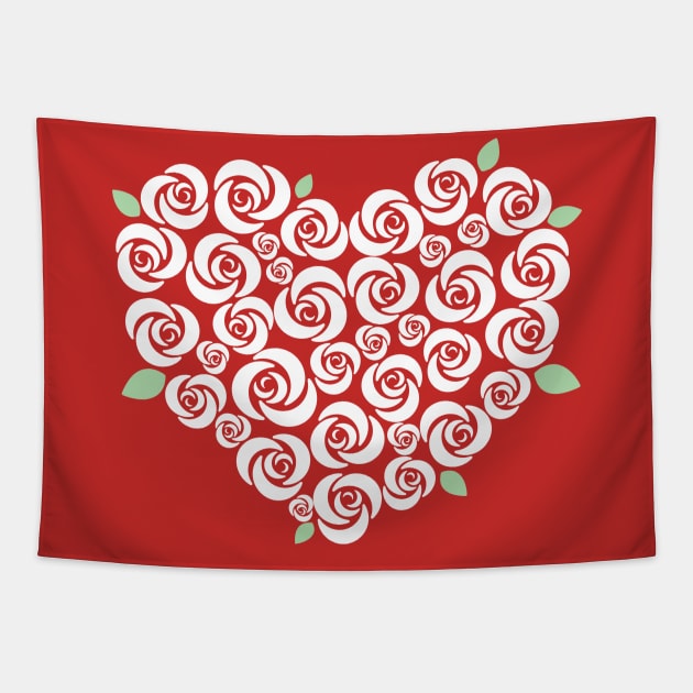 Roses in a Heart Shape Valentine's Day Tapestry by DetourShirts