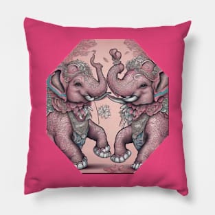 Blue and pink elephants Pillow