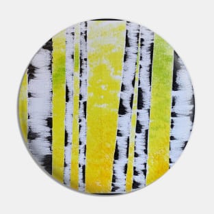 Black and White Birch Trees with Yellow Green Background Pin