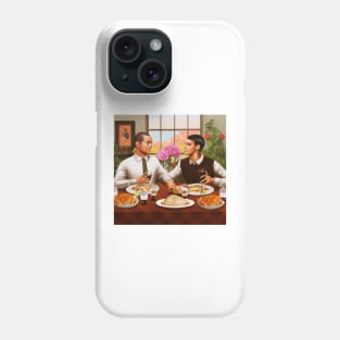 Mixed Race Gay Couple Thanksgiving Dinner Phone Case