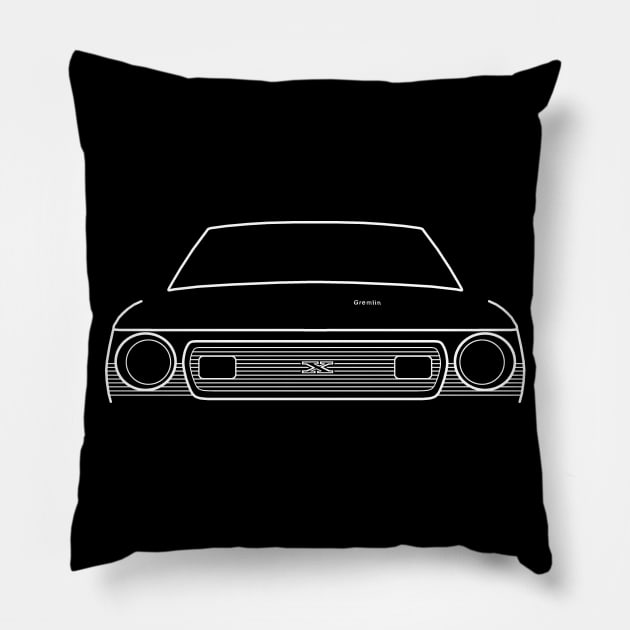 AMC Gremlin 1970s classic car white outline graphic Pillow by soitwouldseem