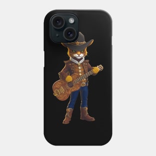 Cute Cowboy Cat with Hat and Guitar Phone Case