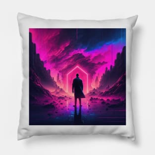 Synthwave apocalypse Pillow