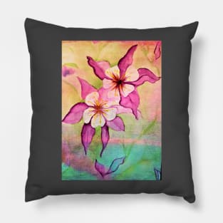 Watercolor Rainbow Aquilegia Pillow