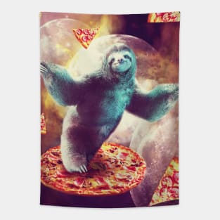 Funny Space Sloth With Pizza Tapestry