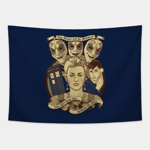 The Doctor and the monsters Tapestry by ursulalopez