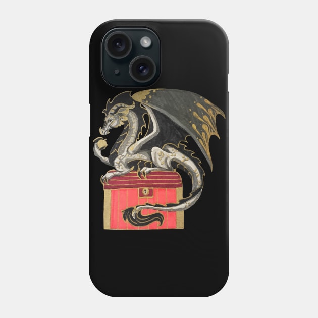 Dragon Guarding a Treasure Chest Phone Case by Lady Lilac