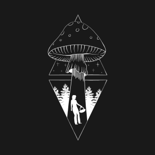 UFO mushroom kidnaps mushroom picker T-Shirt