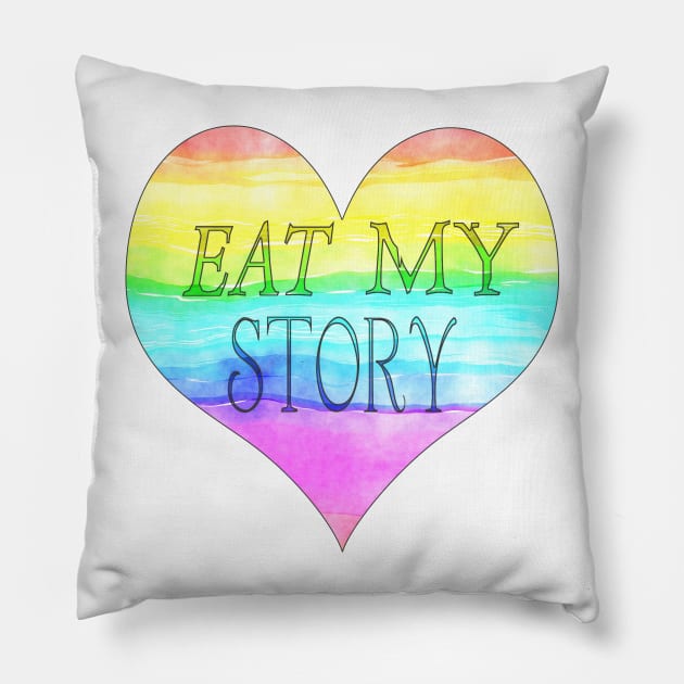 Eat my story Pillow by NatLeBrunDesigns