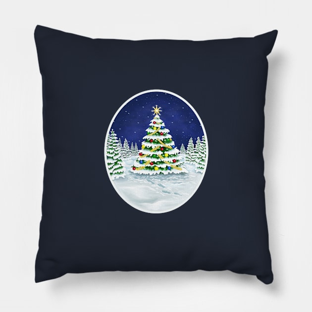 Peace on Earth Tree Pillow by JaqiW