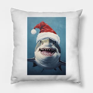 Shark Santa Claus Christmas Pillow