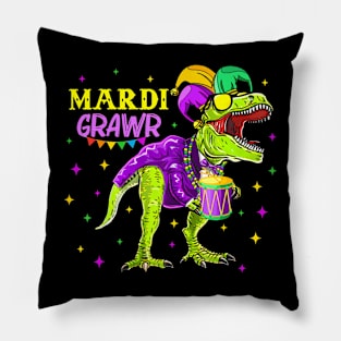 Mardi Grawr T-Rex Dino Toddler Kids Mardi Gras Pillow