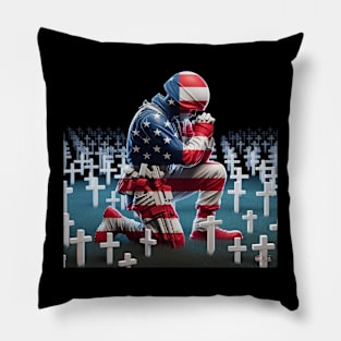 American Military Soldier and USA Flag by focusln Pillow