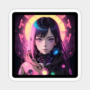 Adorable Characters Galore: Anime Girl Cute Kawaii Delights Cyberpunk Space Universe Magnet