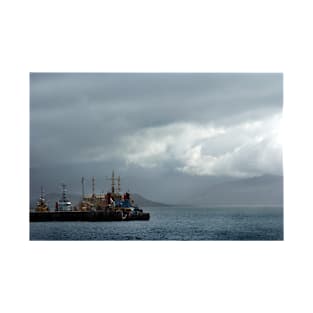 Dive support ships moored at Kyle of Lochalsh near Skye, Scotland T-Shirt