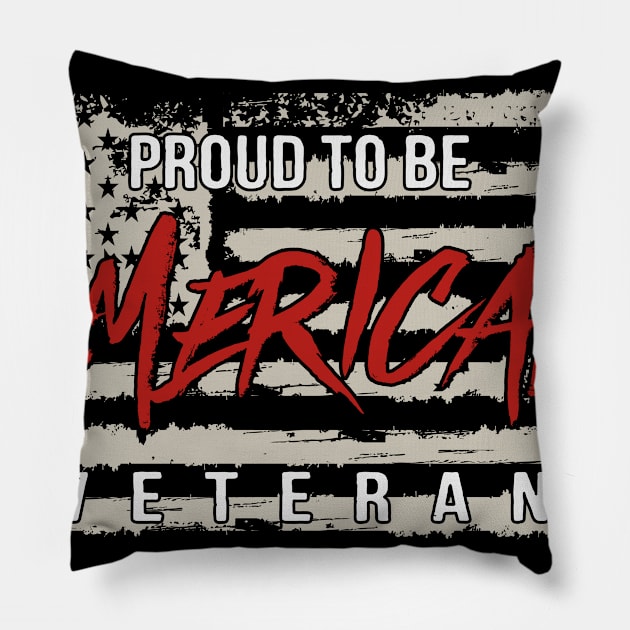 Proud To Be American Veteran Pillow by Wintrly