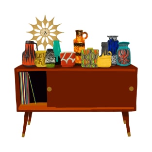 Mid Century Credenza with mod pottery T-Shirt