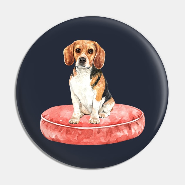 Cute Beagle on a Red Bed Pin by Paws Hangout