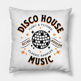 DISCO HOUSE  - Retro Modern Disco Ball (Black/Orange) Pillow