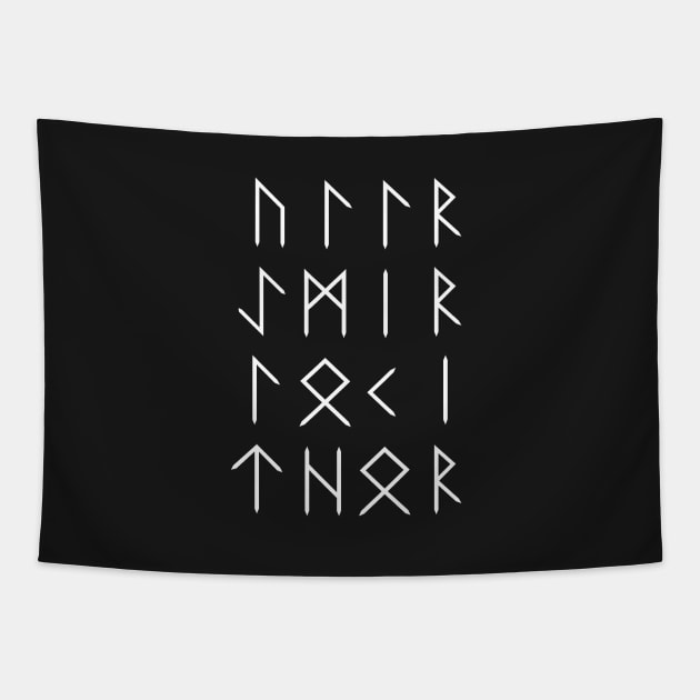 Norse God Runes - Dark Tapestry by typelab