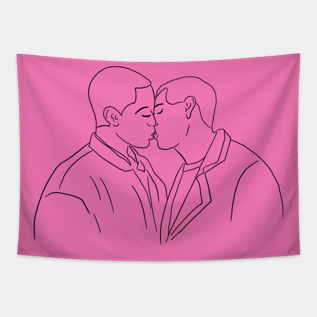 Eric and Adam Kissing Tapestry by byebyesally