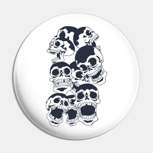 Smorgasbord Of Skulls Retro Black Color Lineart Pin