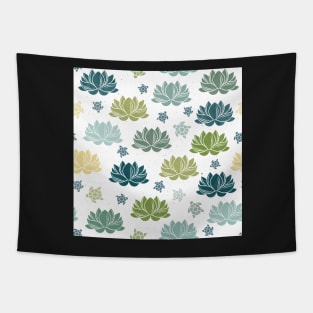 Lily pond and turtles on white Tapestry