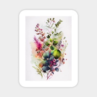 Spring times flowers watercolor art Magnet