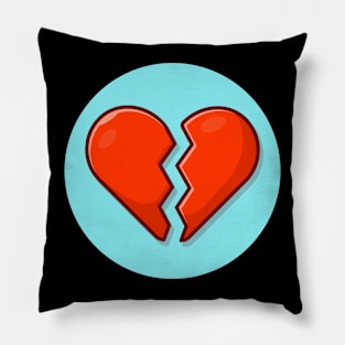 Broken Heart Cartoon Vector Icon Illustration (2) Pillow