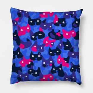 Ghostly camouflaging cats are watching you in neon Pillow