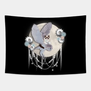 A CAT AND AN OWL, KINDRED SPIRITS MOON DROP FLIGHT Tapestry
