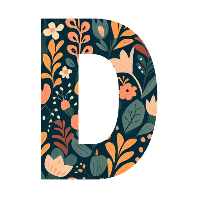 Whimsical Floral Letter D by BotanicalWoe