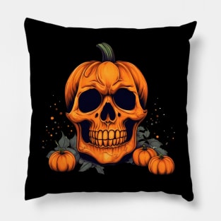 Spooky pumpkin skull Pillow