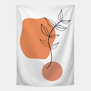 Abstract Leafs with Orange shapes Tapestry