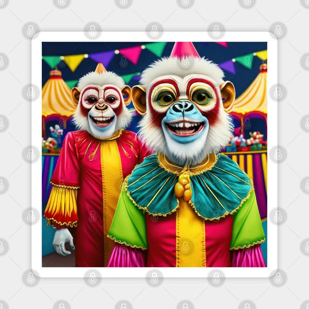 Monkey Circus Clowns in the Big Top Magnet by FrogAndToadsWorkshop