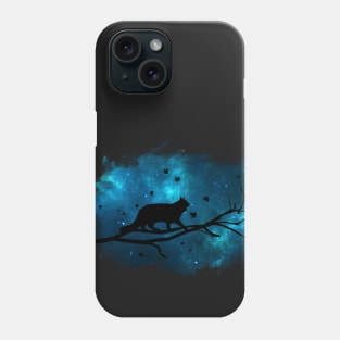 Cat silhouette and galaxy sky (green) - Cats lover - Animals lovers - Catshirt - Vegan - Gift idea Phone Case