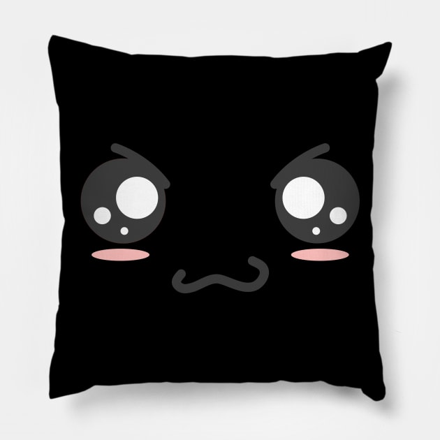 kawaii chibi anime cute face shirt women facial expression Pillow by theglaze