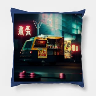 Cyberpunk Tokyo Ramen Food Truck Pillow