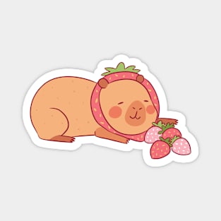 Cute capybara strawberry Magnet