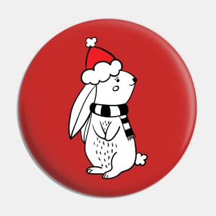 Christmas white rabbit Pin