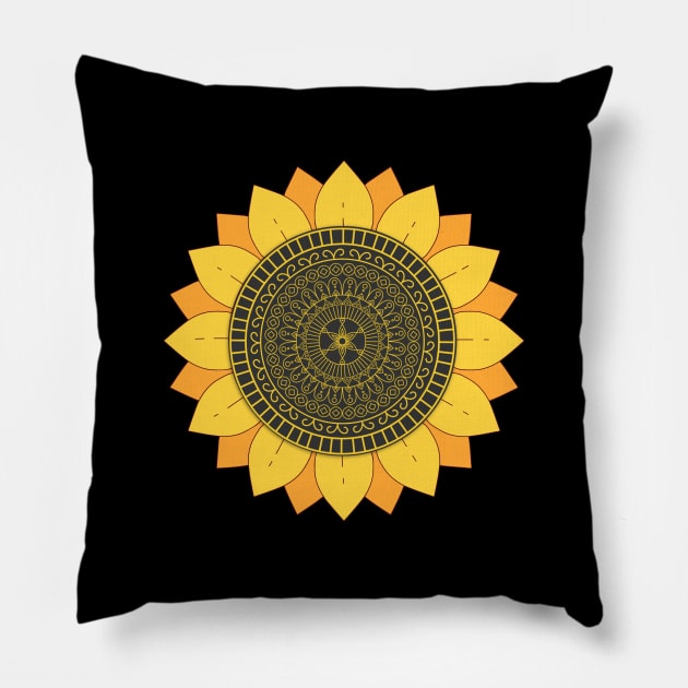 Mandala Sunflower Handmade Beautiful Amazing Color Pattern Pillow by mangobanana